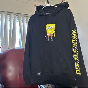 Men's Large SpongeBob SquarePants Vans Off The Wall Hoodie Sweater Black Cotton